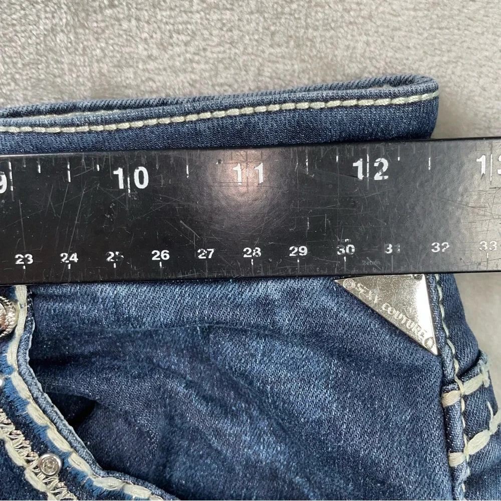 Sexy Couture Boot Cut Jeans Embroidered Back Pockets Dark Wash Size 3 Juniors